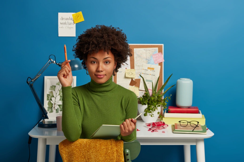 Serious African American student makes plan